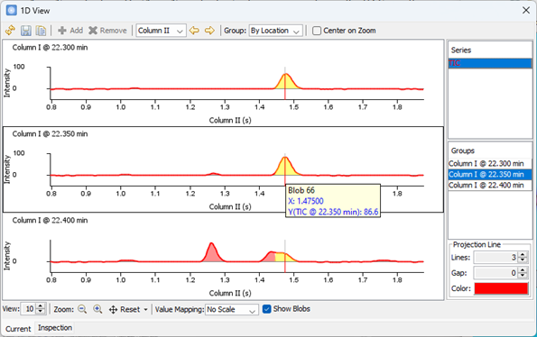 1D view with Blob Selection