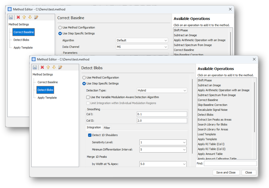 Method Editor showing Step Specific Settings option